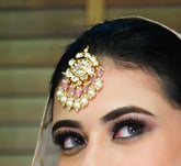 Luxury Pink Kundan Set with Statement Earrings with Teeka